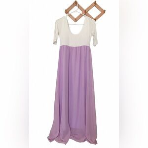 Pink Blush | White and Purple Long Dress/ Maternity Dress